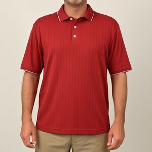 Nike Dri-FIT Performance Polo XXL Red Ribbed Knit White Collar Golf Shirt Tennis